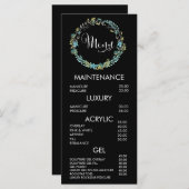 フローラリースサロンメニュー価格表カード (正面/裏面)