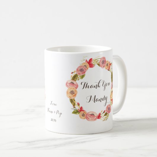 フローラリースサンキュー先生コーヒーマグ コーヒーマグカップ (正面右)