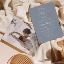 フローラリースダスティブルーモノグラム結婚写真