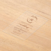 フローラリーステラコッタモノグラム結婚写真 アクリル招待状 (レイダウン)