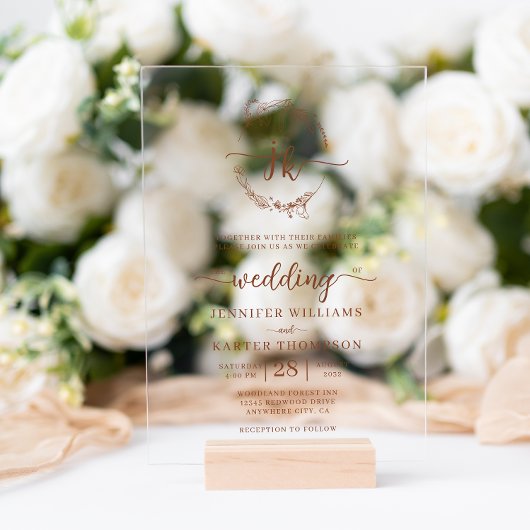 フローラリーステラコッタモノグラム結婚写真 アクリル招待状