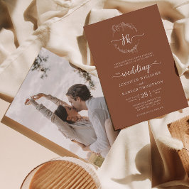 フローラリーステラコッタモノグラム結婚写真 招待状