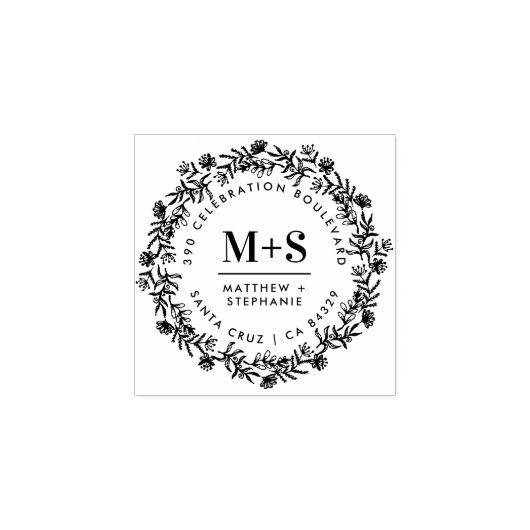 フローラリースニュー結婚イニシャル差出人住所 ラバースタンプ (インプリント)