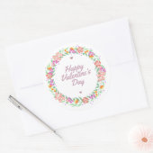 フローラリースハッピーバレンタインデーシール ラウンドシール (封筒)