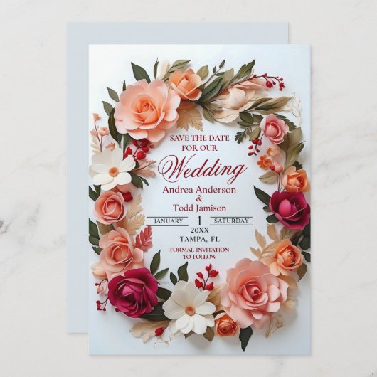 フローラリースバラ結婚デイジー セーブザデート (正面/裏面)