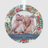 フローラリースパーソナライズされたクリスマス オーナメント (裏面)