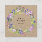 フローラリースパープルフラワーズクラフト スクエア名刺 (正面)