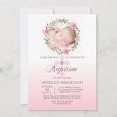 フローラリースピンクバプティスガール |写真 招待状 (正面)