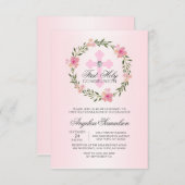 フローラリースピンクファーストホーリーコミュニオンガール 招待状 (正面/裏面)
