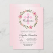 フローラリースピンク確認式ガール 招待状 (正面/裏面)