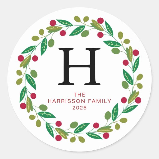 フローラリースファミリーモノグラムの名 ラウンドシール (正面)