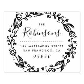 フローラリースファミリー名差出人住所ウッド ラバースタンプ (インプリント)