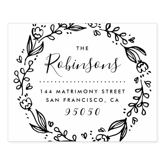 フローラリースファミリー名差出人住所ウッド ラバースタンプ (インプリント)