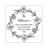 フローラリースファミリー素朴デイジー差出人住所 ラバースタンプ (インプリント)