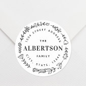 フローラリースファミリ名カスタム差出人住所 ラウンドシール