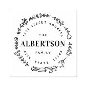 フローラリースファミリ名差出人住所 ラバースタンプ (インプリント)