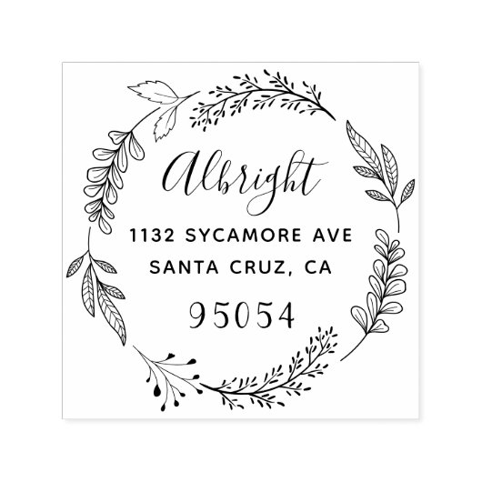 フローラリースファミリ素朴スクリプト差出人住所 セルフインキングスタンプ (デザイン)