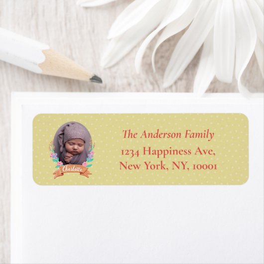 フローラリースフォトクリスマス金ゴールド差出人住所 ラベル (インサイチュ)