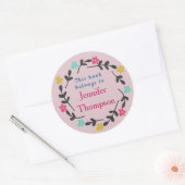 フローラリースブックは名前をカスタムするメッセージに属する ラウンドシール (封筒)