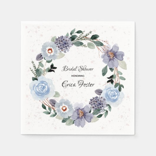 フローラリースブライダルシャワー スタンダードカクテルナプキン (正面)