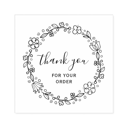 フローラリースブラックスクリプ感謝していトラバースタンプ ラバースタンプ (インプリント)