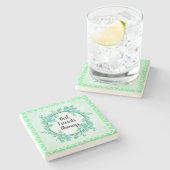 フローラリースブルーミントフリ最高のーズ常時 ストーンコースター (横)