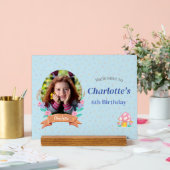 フローラリースブルー子供の誕生日フォトウェルカム アクリルサイン (ウェディング)