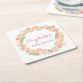 フローラリースベビーシャワーコースター スクエアペーパーコースター (アングル)