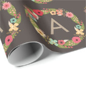 フローラリースベビーシャワーモノグラム包装紙 ラッピングペーパー (ロールコーナー)