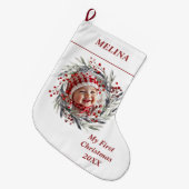 フローラリースベリーベビーの初めてのクリスマス写真 ラージクリスマスストッキング (正面 (吊り時))