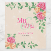 フローラリースベージュ背景 ワインラベル (シングルラベル)