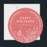 フローラリースホリデーカードホリー シーズンカード<br><div class="desc">装飾モダン付きフローラリース付きホリデー縁どカード。</div>