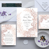 フローラリースホワイトブラックエメラルドコッパー結婚ズ 招待状