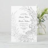 フローラリースホワイトブラックシルバー結婚ズ 招待状 (スタンド正面)