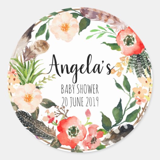 フローラリースボタニカルサンキューステッカー ラウンドシール (正面)