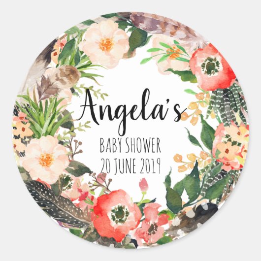 フローラリースボタニカルサンキューステッカー ラウンドシール (正面)