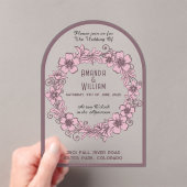 フローラリースミュートピンク色パレット透明 アクリル招待状 (インサイチュ (ポータブル))