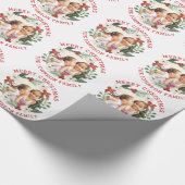 フローラリースメリークリスマスホリデー写真 ラッピングペーパー (角)