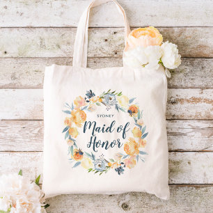 フローラリースモノグラムのメイド・オブ・オーナー（花嫁付き添い人） トートバッグ