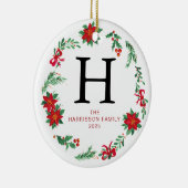 フローラリースモノグラムの家族の写真 セラミックオーナメント (右)