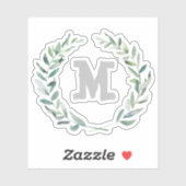 フローラリースモノグラムパーソナライズされた シール (シート)