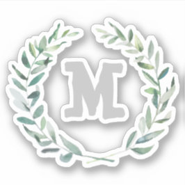 フローラリースモノグラムパーソナライズされた シール