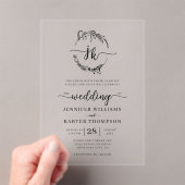 フローラリースモノグラム結婚フォト アクリル招待状 (インサイチュ (ポータブル))