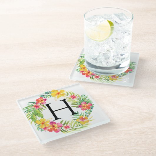 フローラリースモノグラム ガラスコースター (アングル)