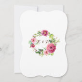 フローラリースリーフブラケットラズベリーバラ牡丹 招待状 (裏面)