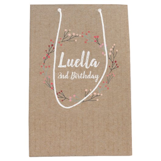 フローラリースヴィンテージ誕生日工芸抱き枕 ミディアムペーパーバッグ (正面)