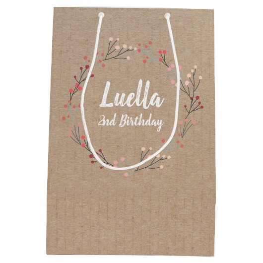 フローラリースヴィンテージ誕生日工芸抱き枕 ミディアムペーパーバッグ (裏面)