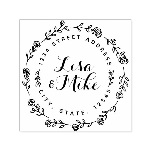 フローラリースー結婚ル名の差出人住所 セルフインキングスタンプ (デザイン)
