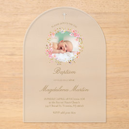 フローラリース写真 | バプテスマ招待状 アクリル招待状
