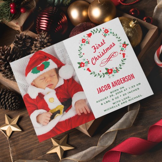 フローラリース初めてのクリスマスの誕生発表 案内状